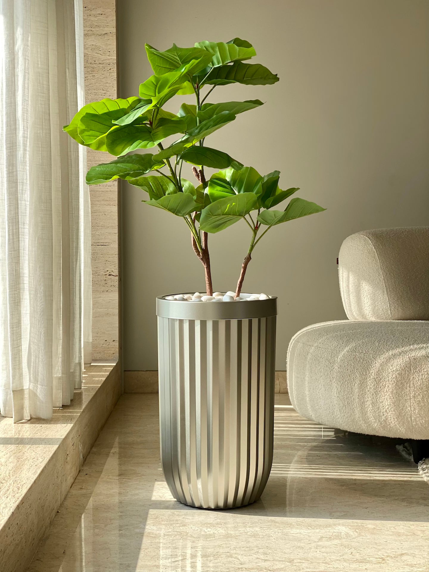 Grove Metallic Grey Planter - Medium