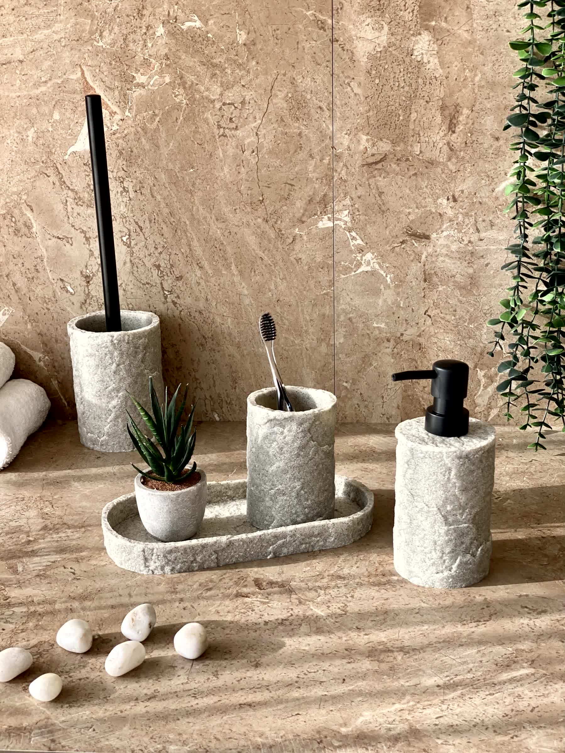 Fossil Bathroom Set - Light Grey (Set of 3)