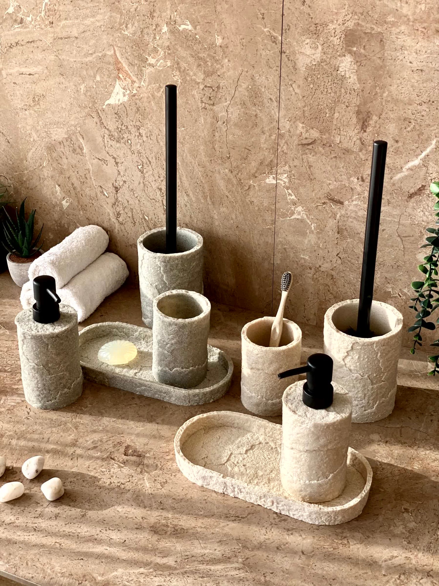 Fossil Bathroom Set - Light Grey (Set of 3)