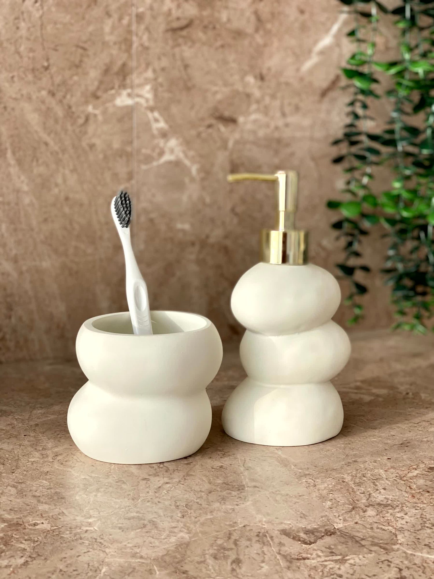 Pebbles Bathroom Set - White (Set of 2)