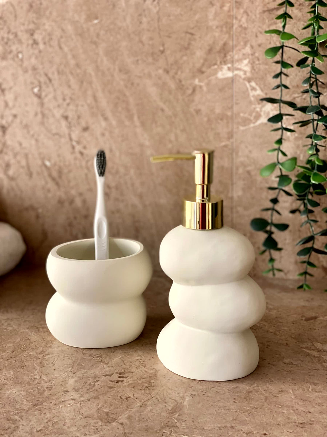 Pebbles Bathroom Set - White (Set of 2)