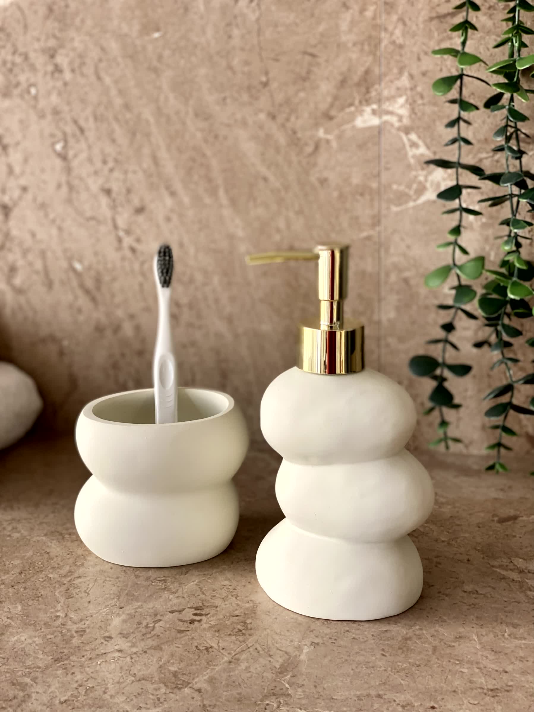 Pebbles Bathroom Set - White (Set of 2)
