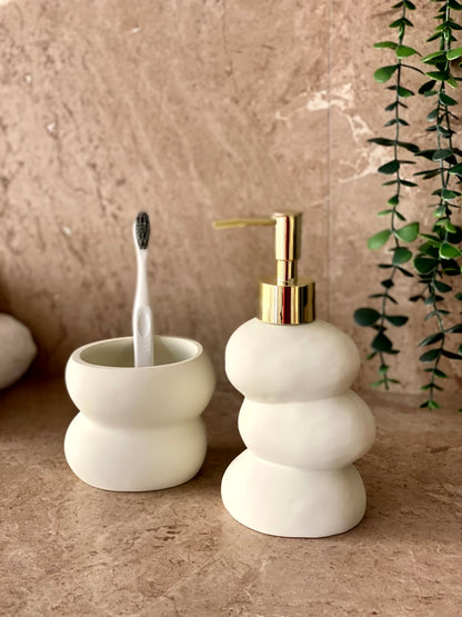 Pebbles Bathroom Set - White (Set of 2)