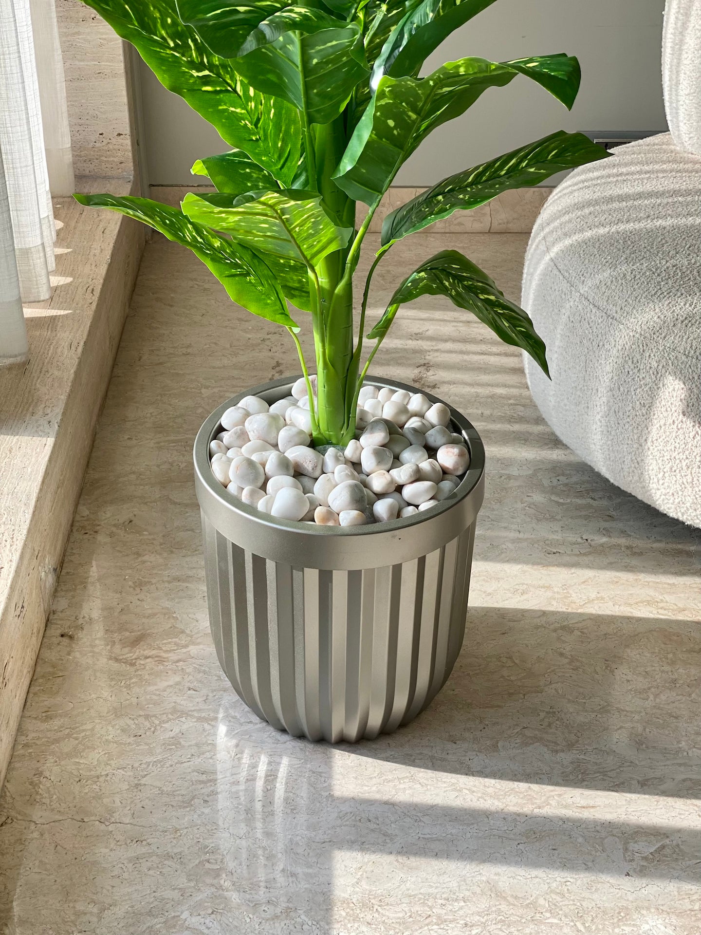 Grove Metallic Grey Planter