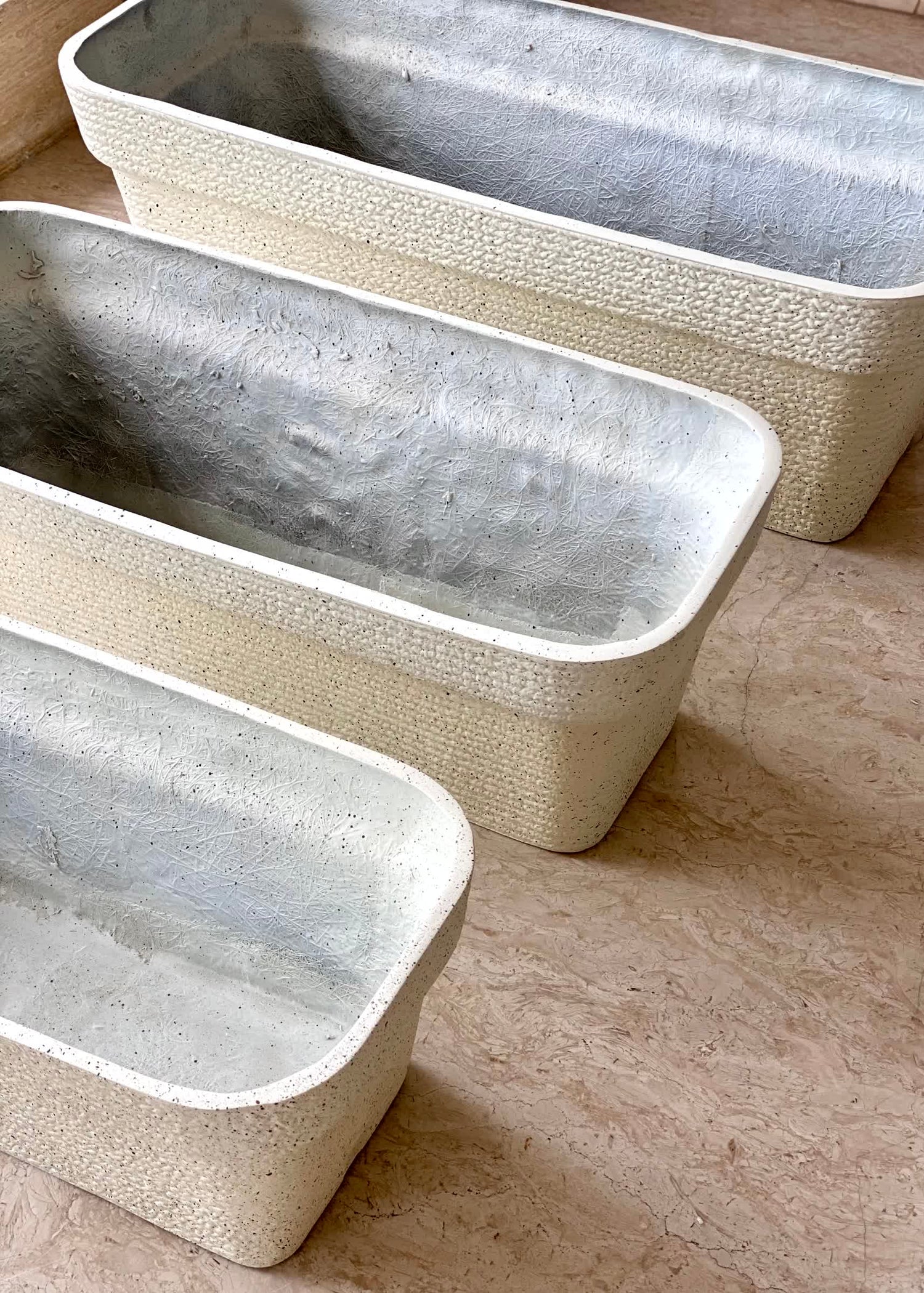 Cavon Rectangle Planters - Ivory