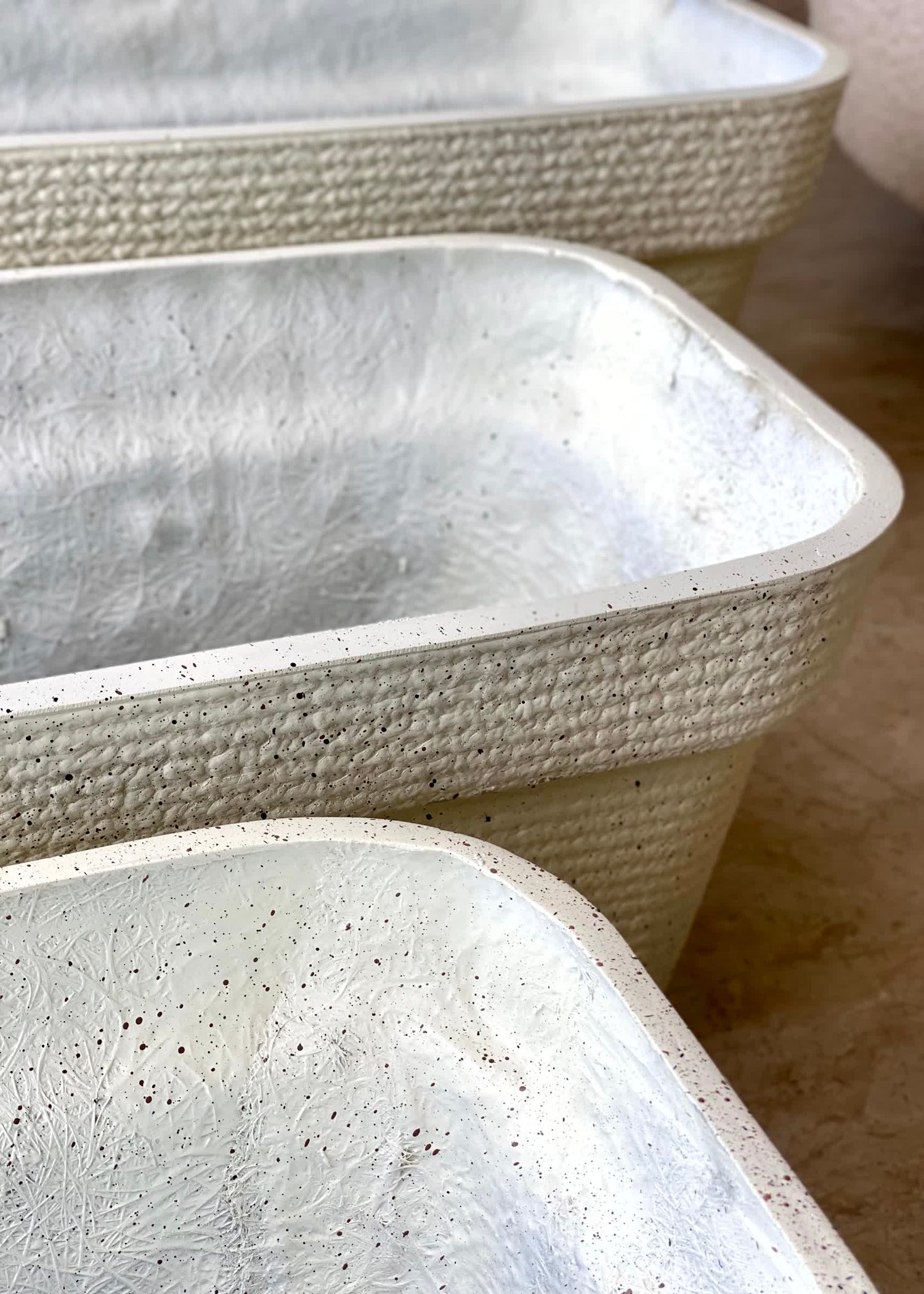 Cavon Rectangle Planters - Ivory