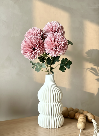 Artificial Pom Pom Flower - Peach (Set of 4)