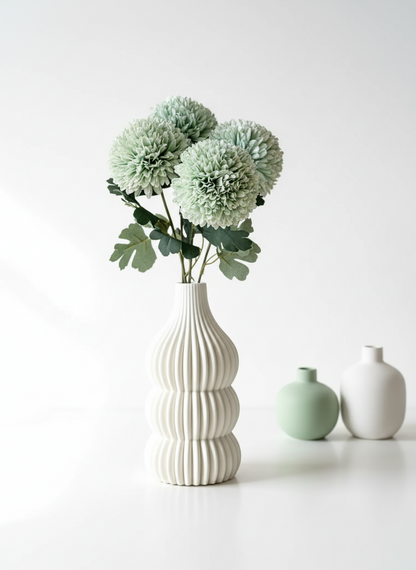 Artificial Pom Pom Flower - Green (Set of 4)