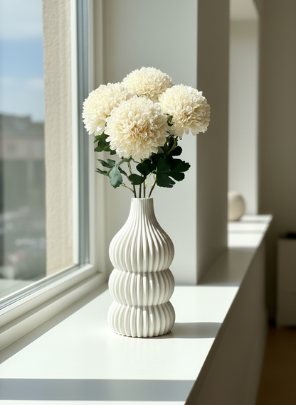 Artificial Pom Pom Flower - White (Set of 4)