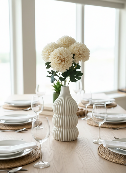 Artificial Pom Pom Flower - White (Set of 4)