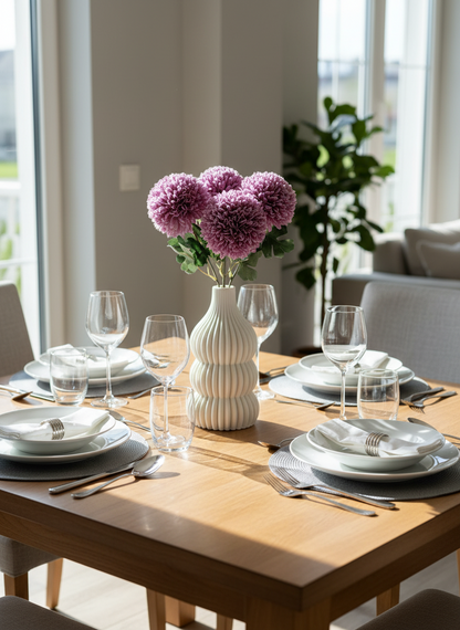 Artificial Pom Pom Flower - Lavender (Set of 4)