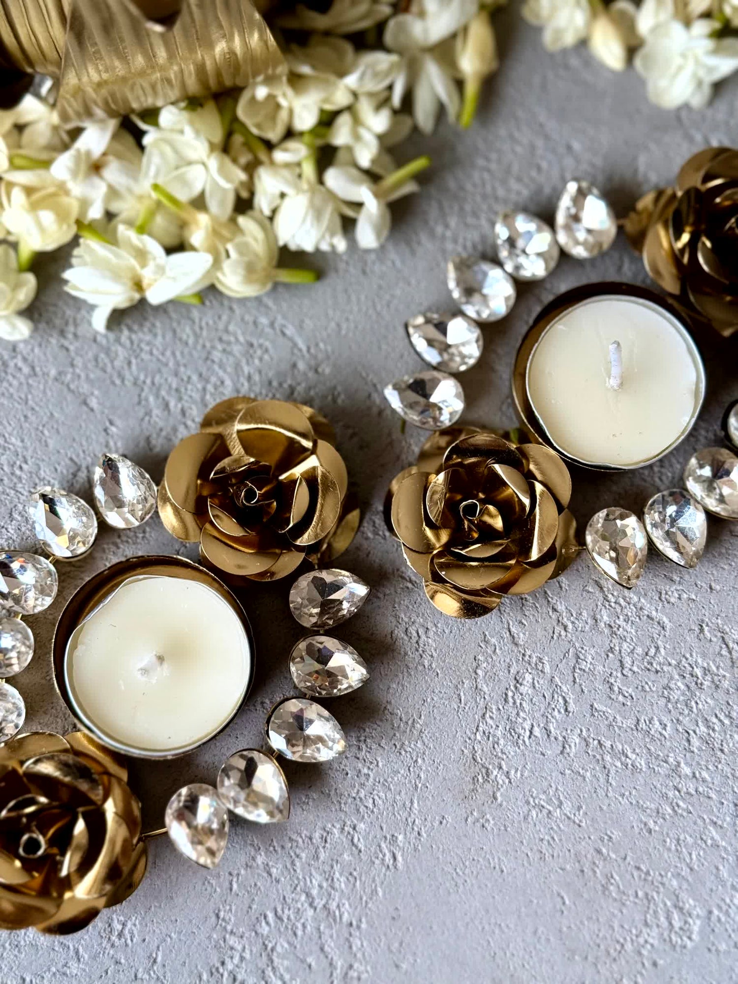 Festive Crystal Rose Votive - Set of 2