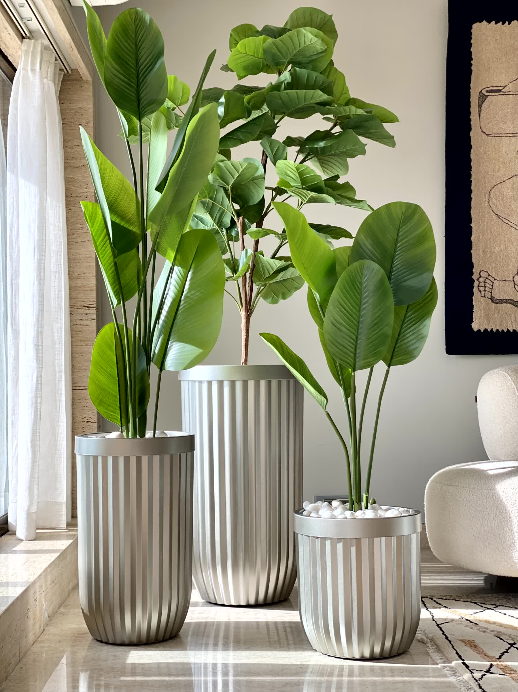 Grove Metallic Grey Planters