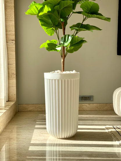 Ruffle Tall Planter - White