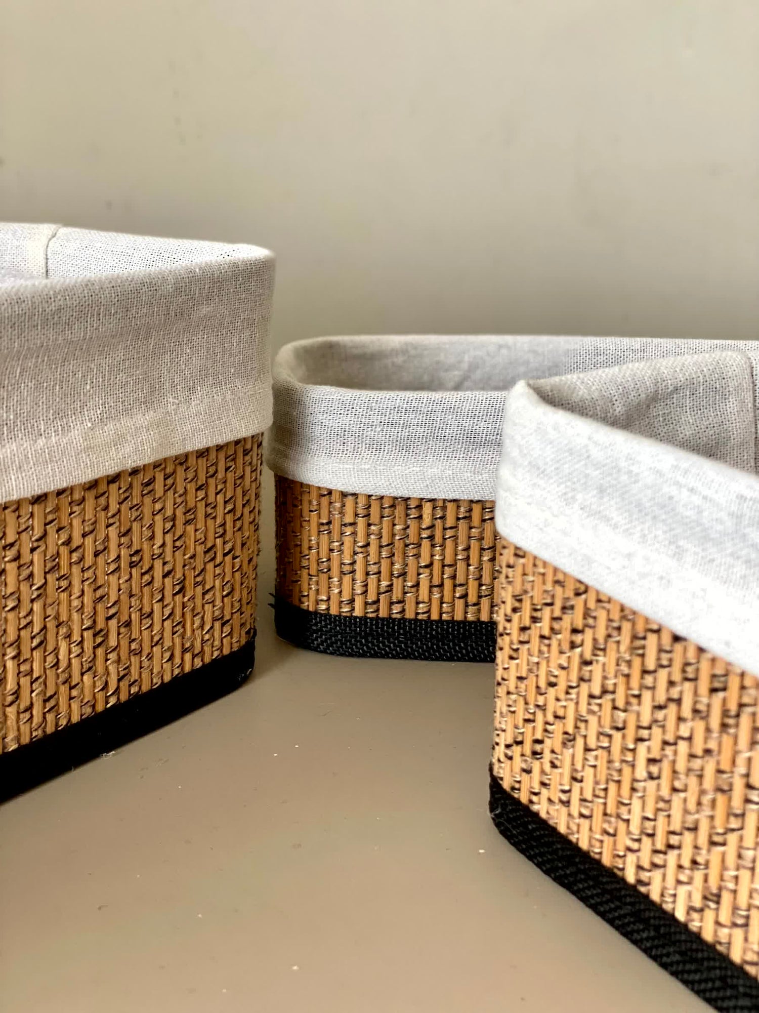 Miro Basket - White &amp; Brown (Set of 3)