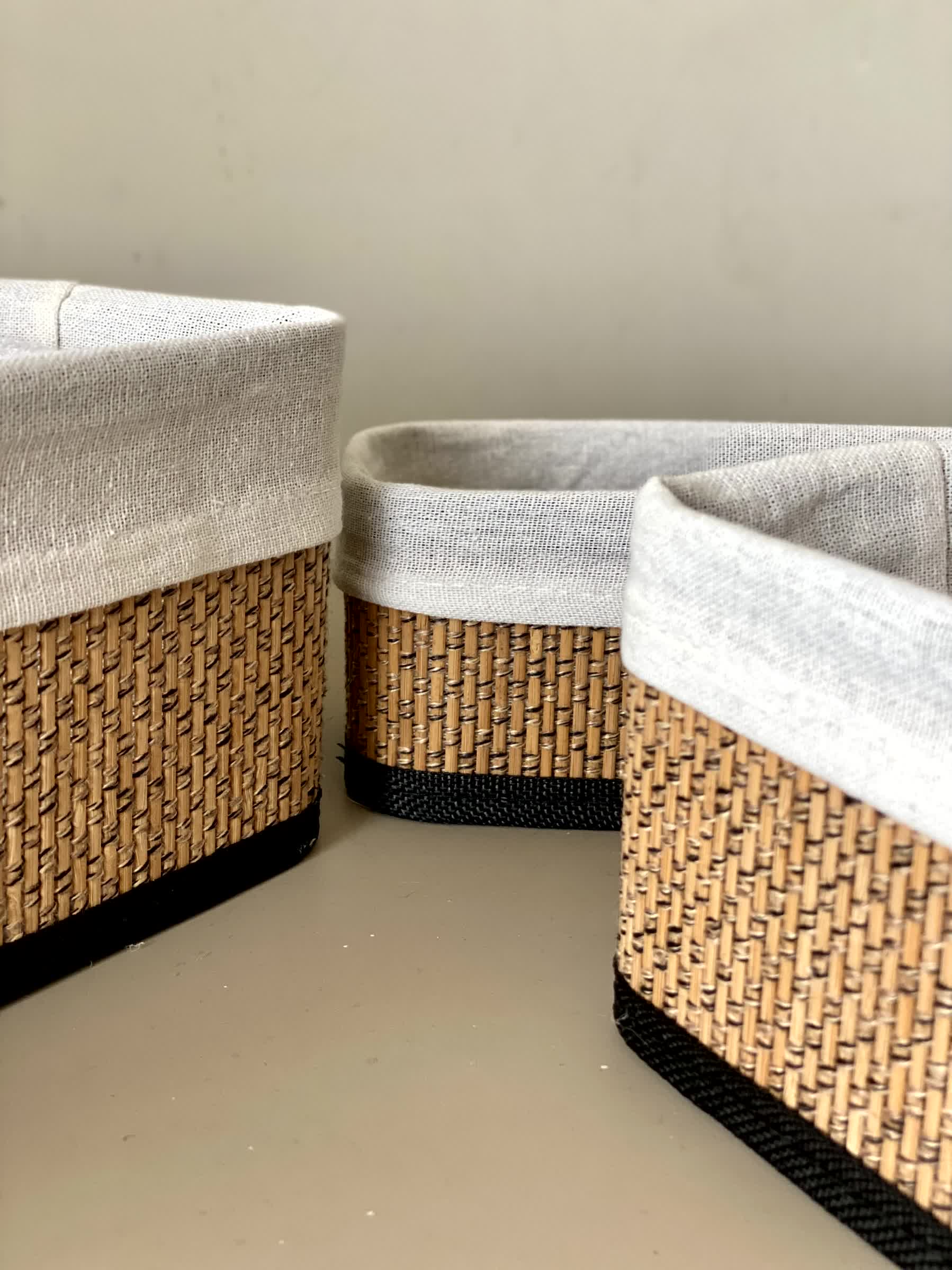 Miro Basket - White &amp; Brown (Set of 3)