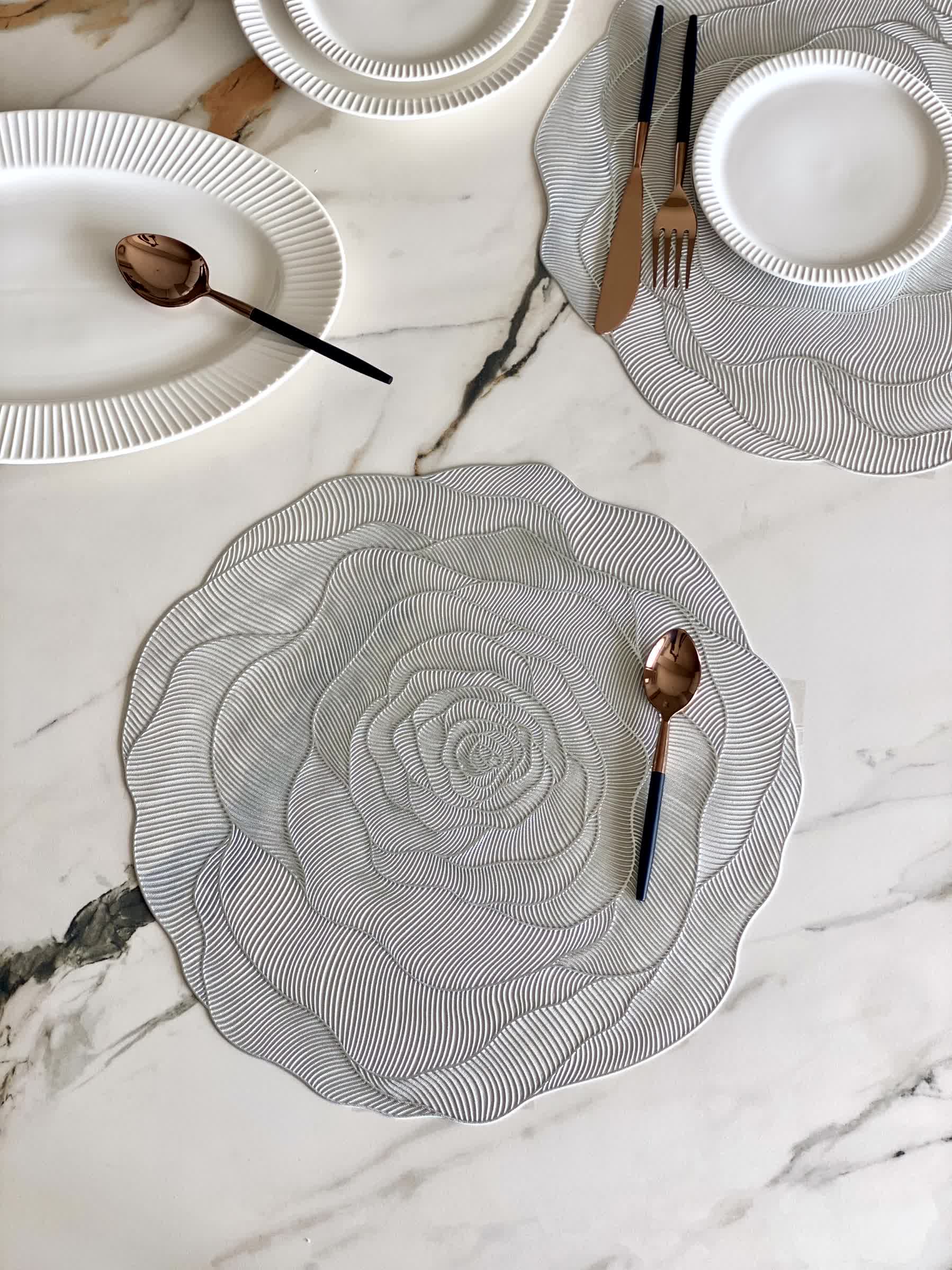 Rose Table Mats - Silver (Set of 6)