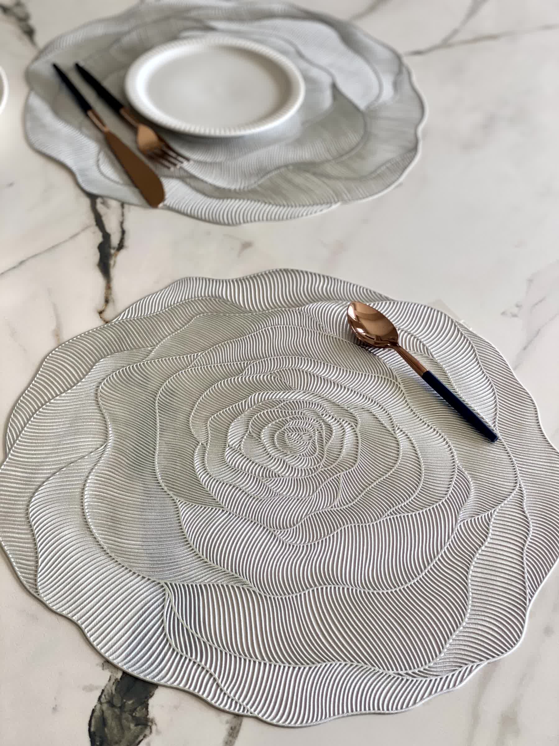 Rose Table Mats - Silver (Set of 6)