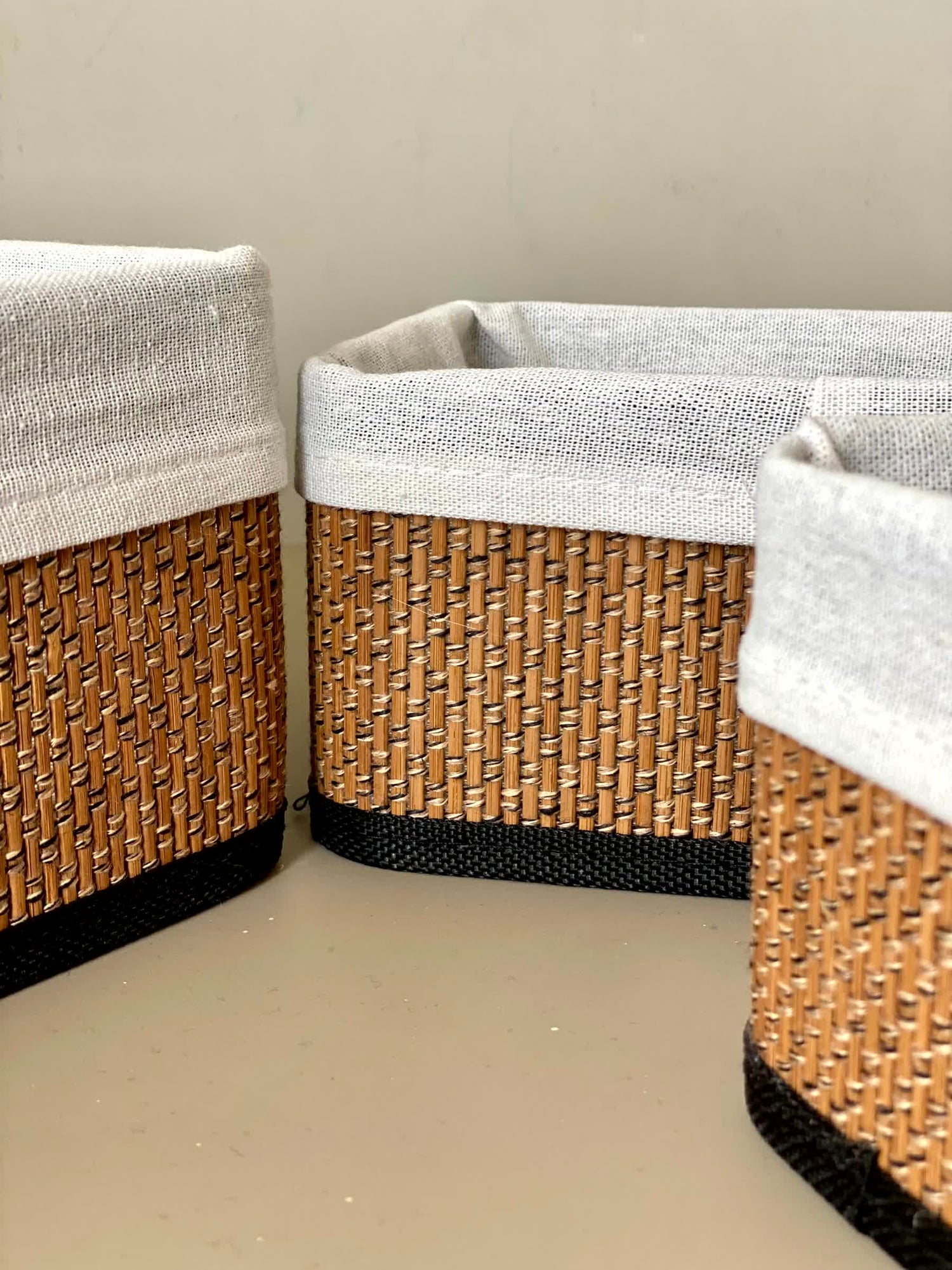 Kairo Baskets - White &amp; Brown (Set of 3)