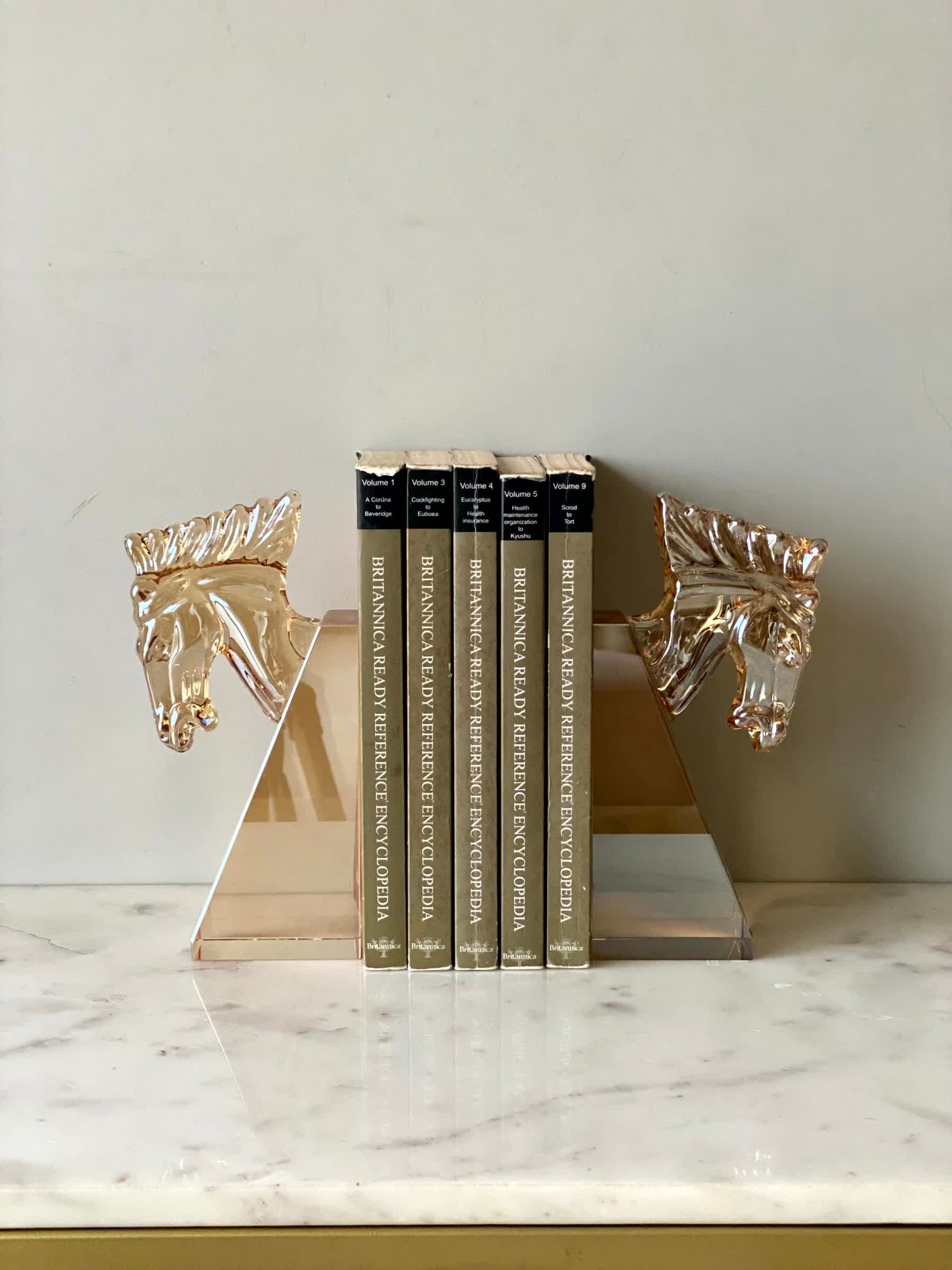 Stallion Crystal Bookend Amber - Set of 2