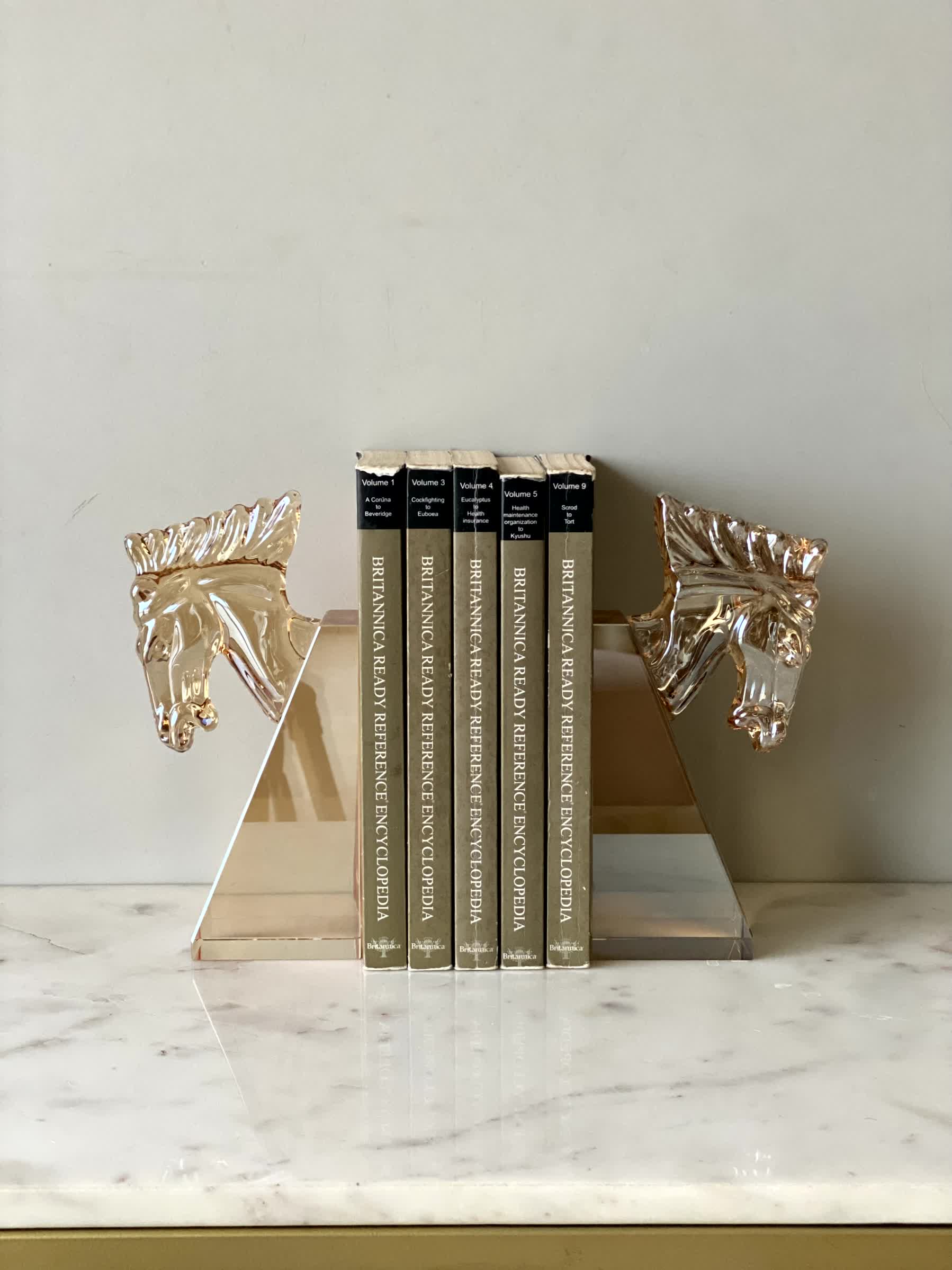Stallion Crystal Bookend Amber - Set of 2