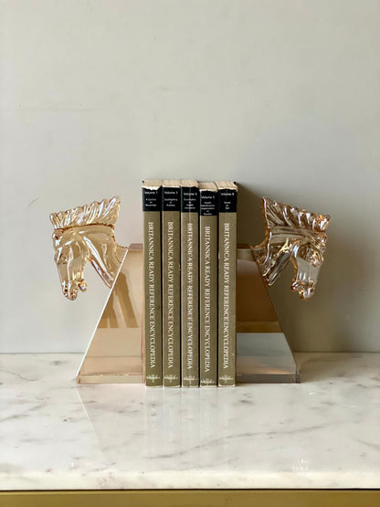 Stallion Crystal Bookend Amber - Set of 2