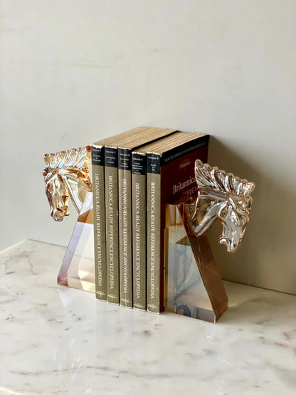 Stallion Crystal Bookend Amber - Set of 2