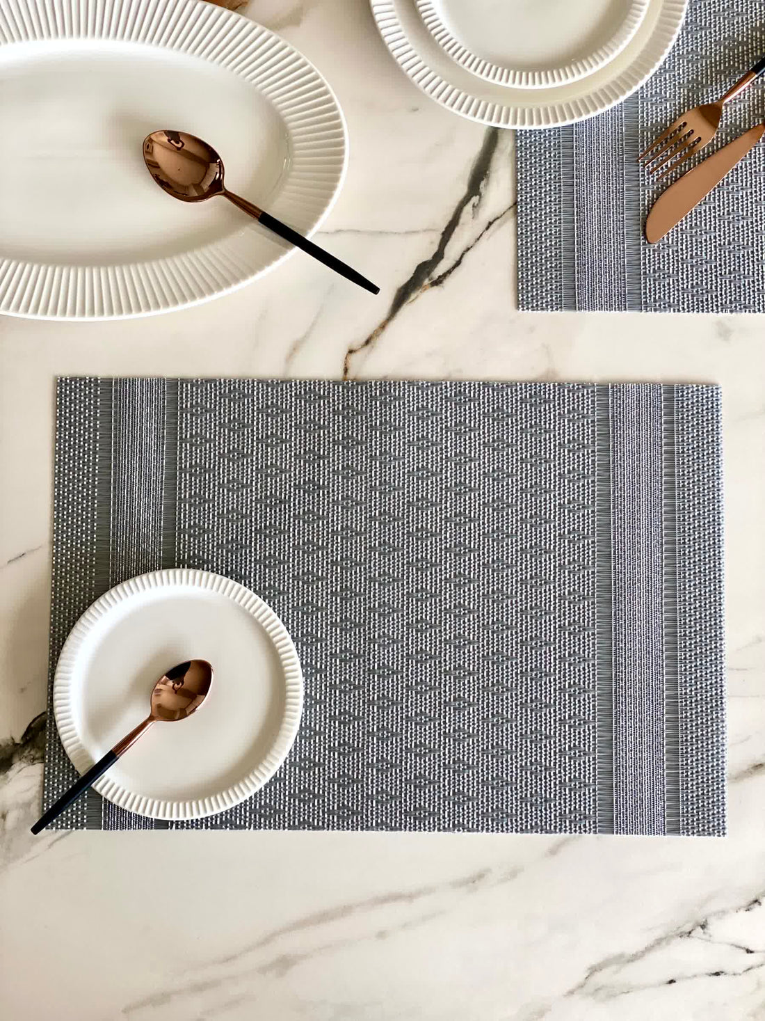 Argyle Table Mats - Grey (Set of 6)