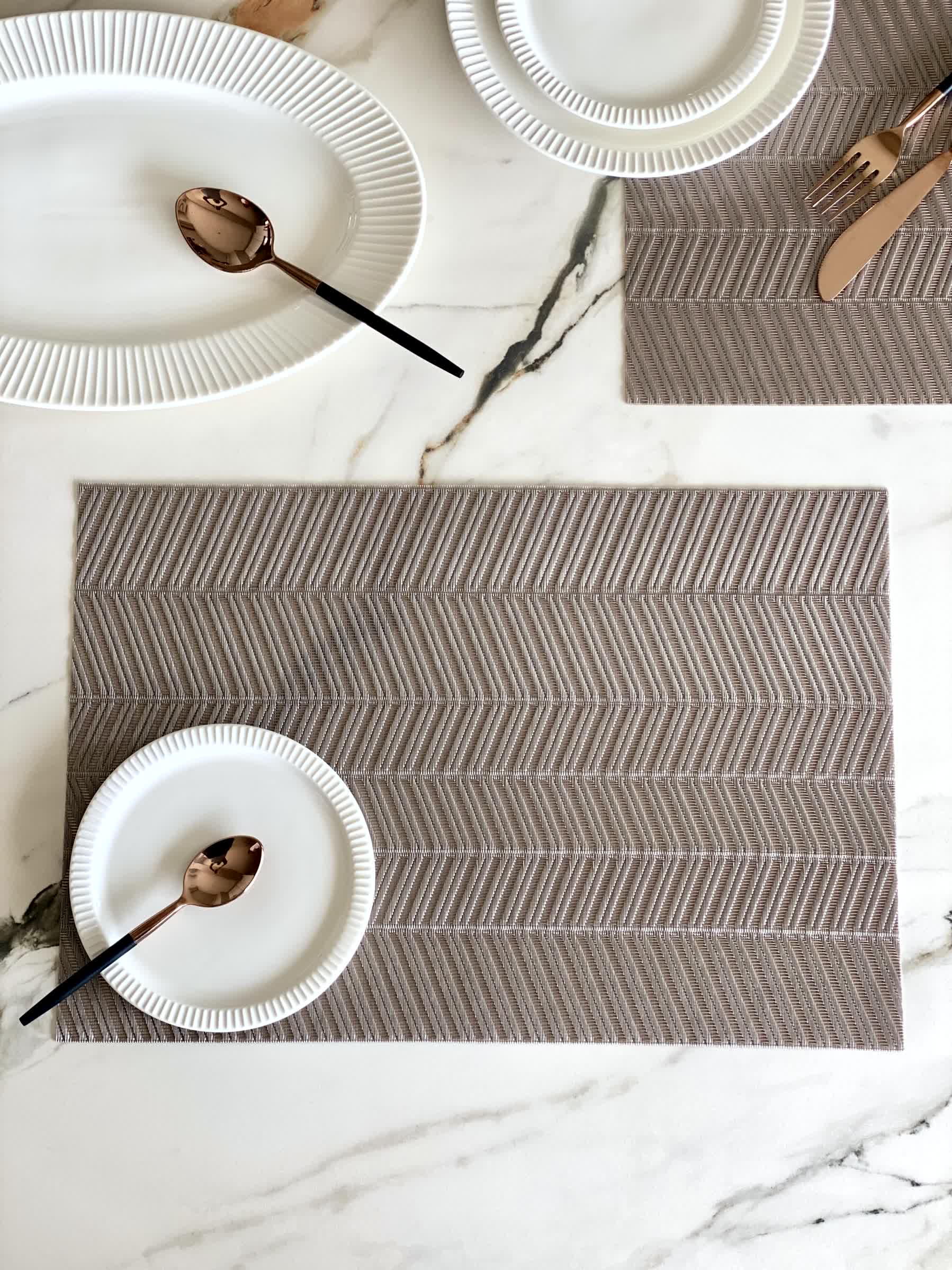 Chevron Table Mats - Grey (Set of 6)