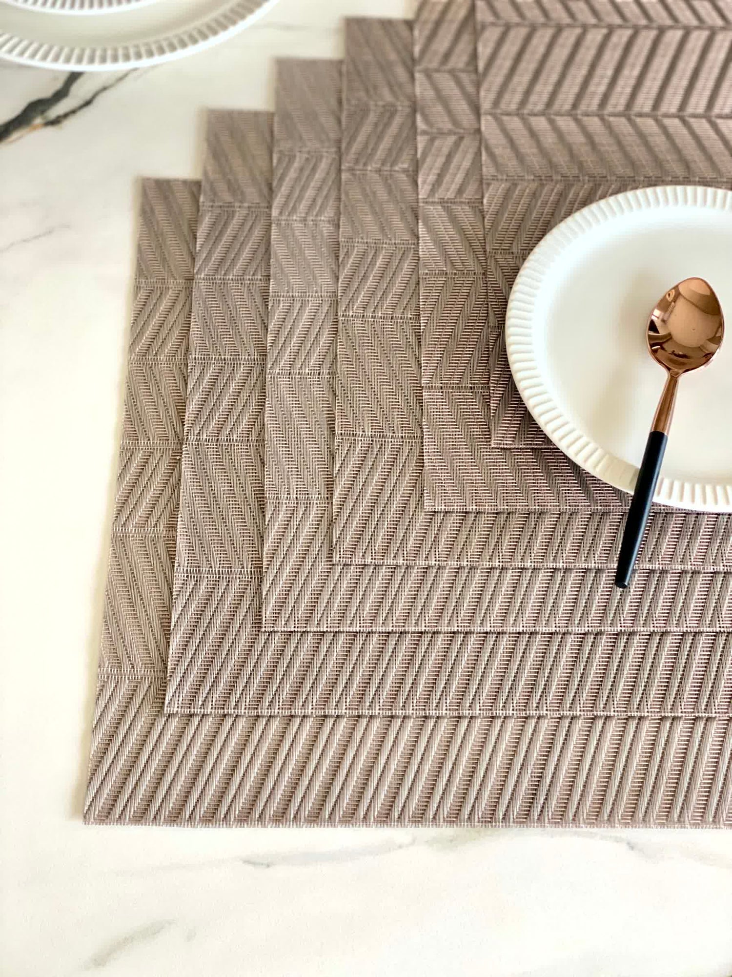 Chevron Table Mats - Grey (Set of 6)