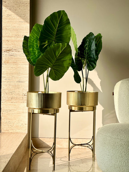 Beverly Fluted Planter (Set of 2) - Champagne Gold