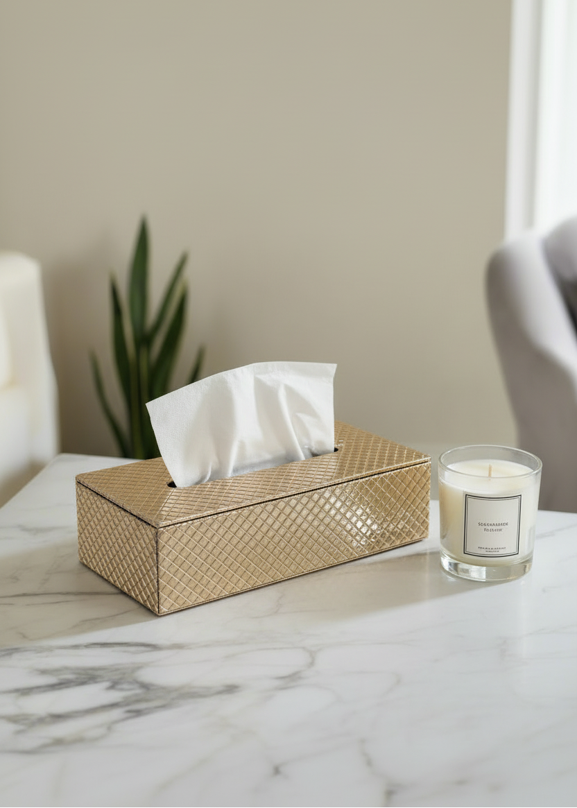 Braided Gold Tissue Box