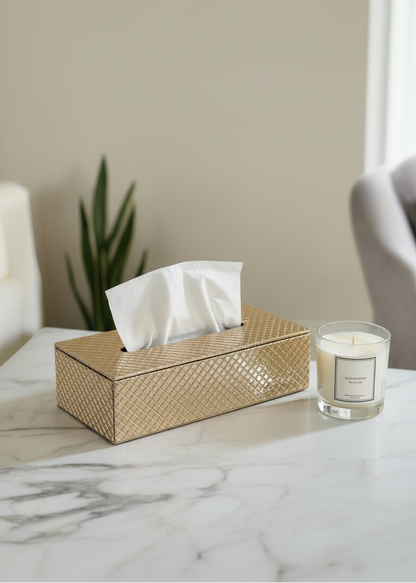 Braided Gold Tissue Box