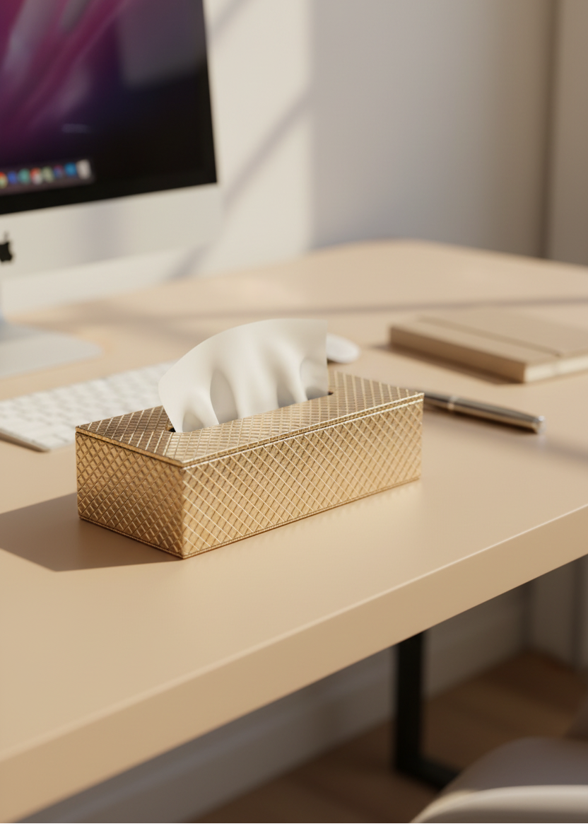 Braided Gold Tissue Box