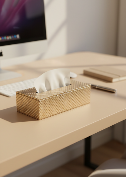 Braided Gold Tissue Box