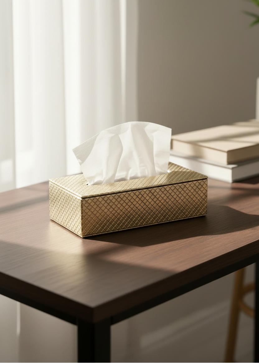 Braided Gold Tissue Box