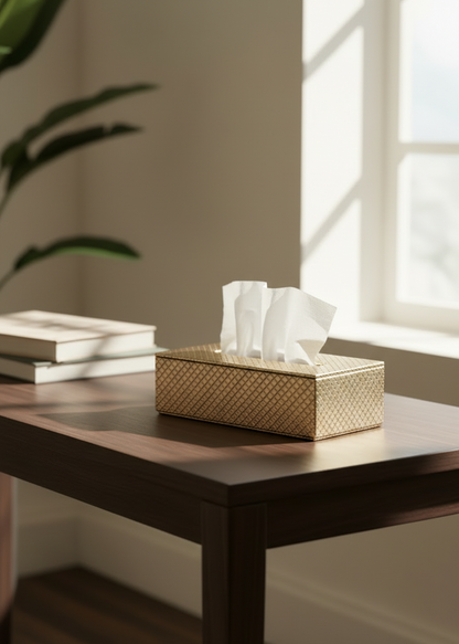 Braided Gold Tissue Box