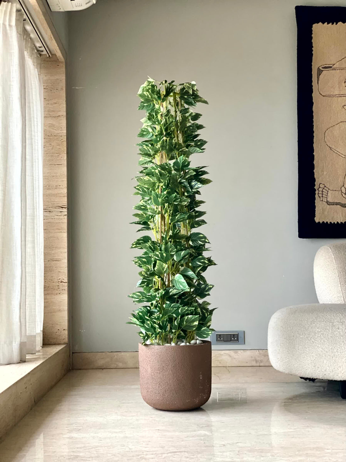 Artificial Moss Pole Money Plant - 5 Feet