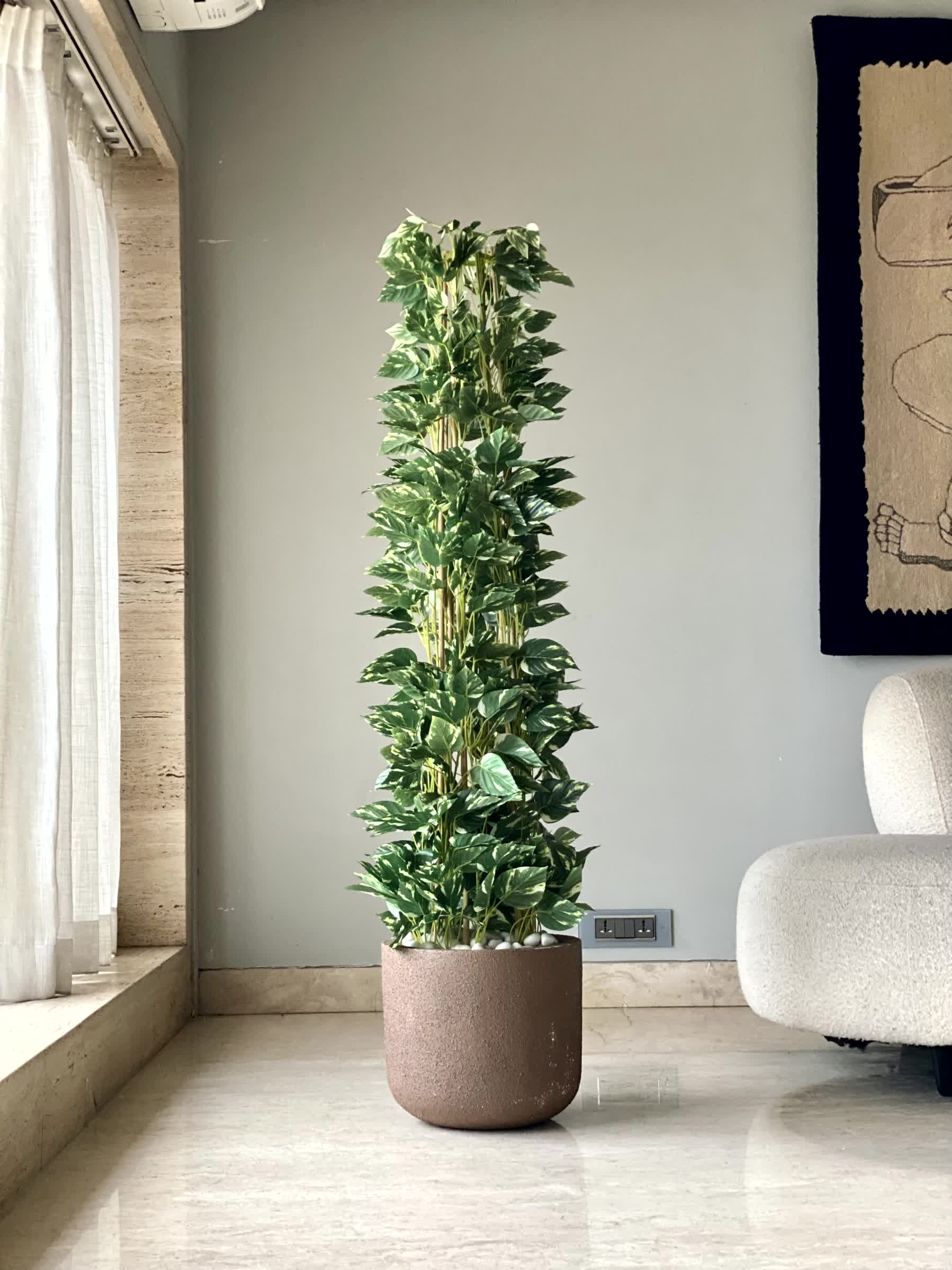 Artificial Moss Pole Money Plant - 5 Feet