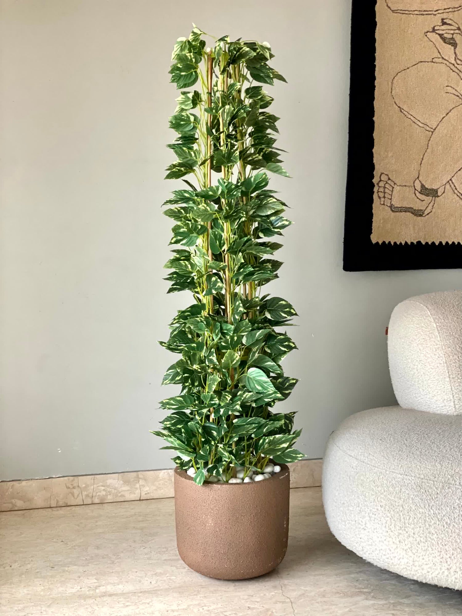 Artificial Moss Pole Money Plant - 5 Feet