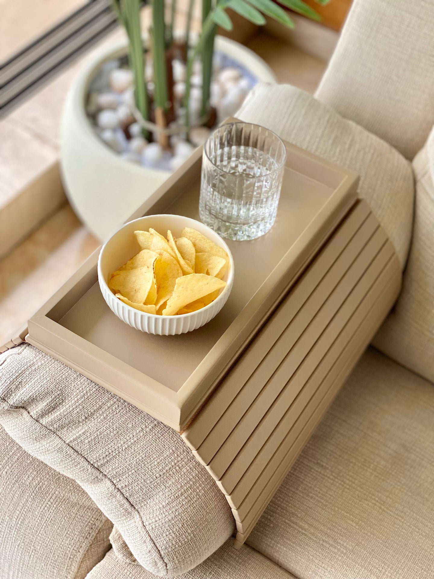 Sofa Armrest Tray - Beige