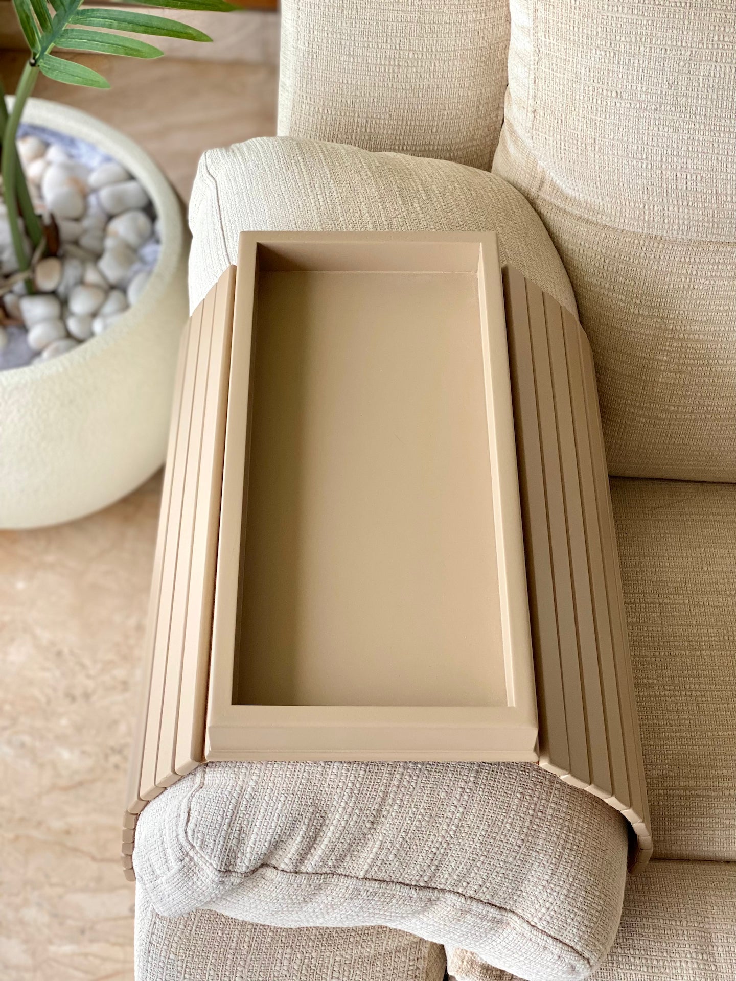 Sofa Armrest Tray - Beige