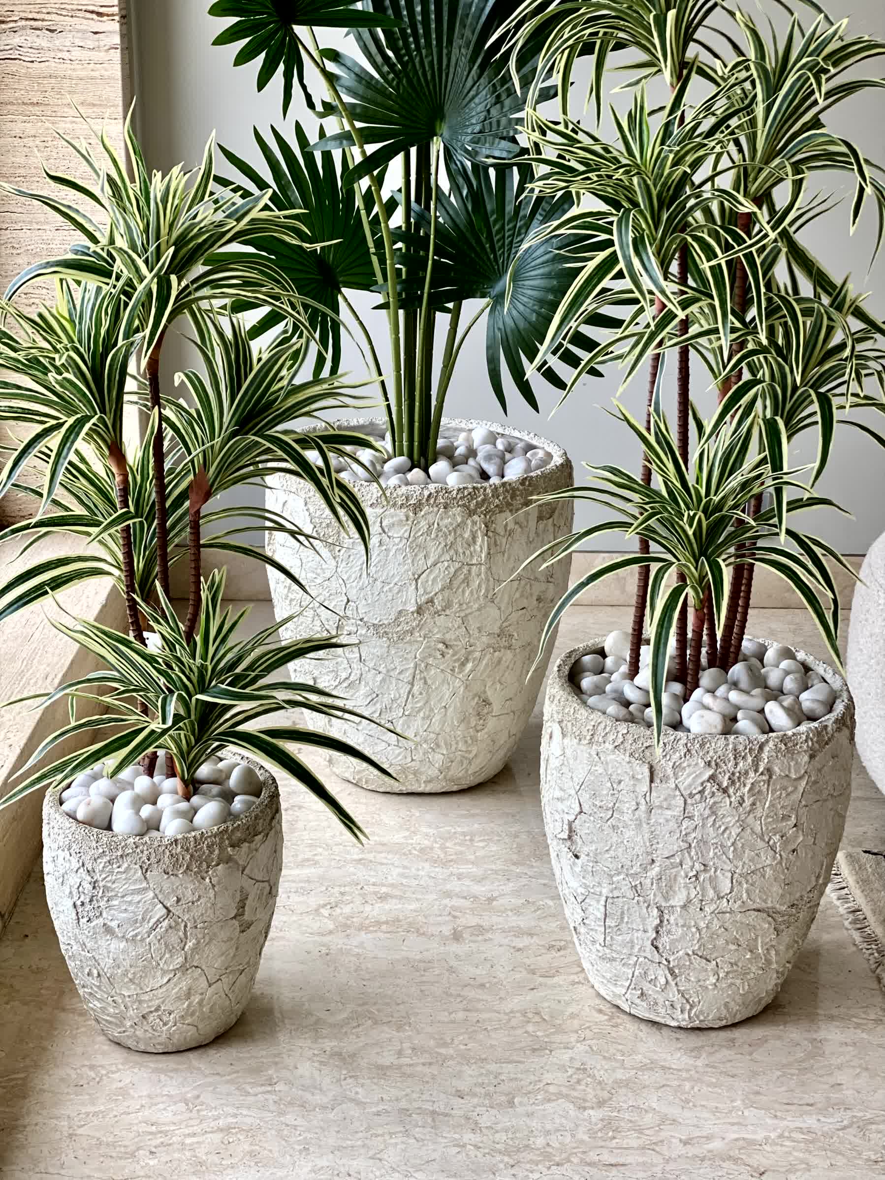 Luna Rustic Planter - White (Set of 3) (Only For Mumbai)