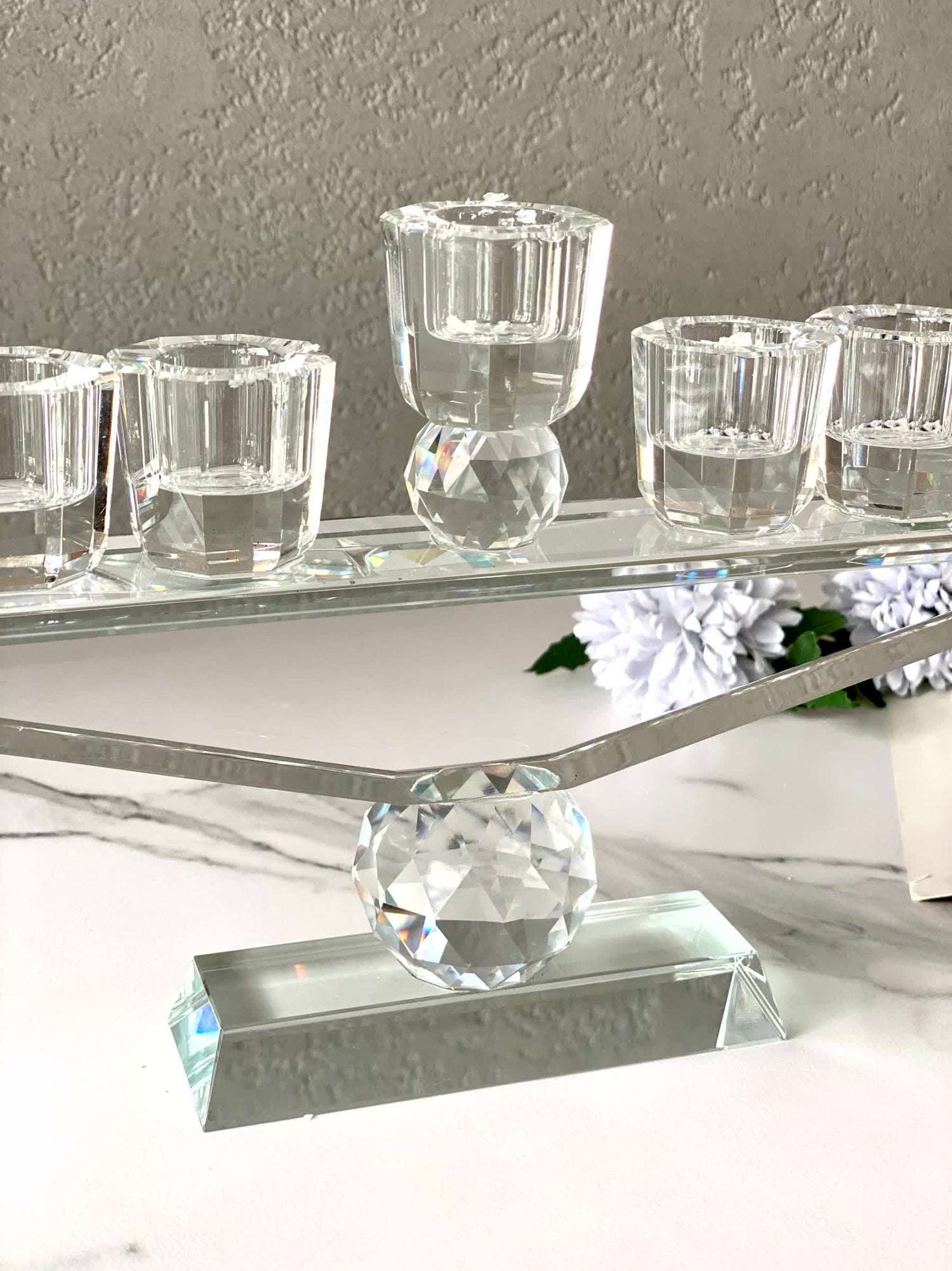 Nine Arm Crystal Candle Holders