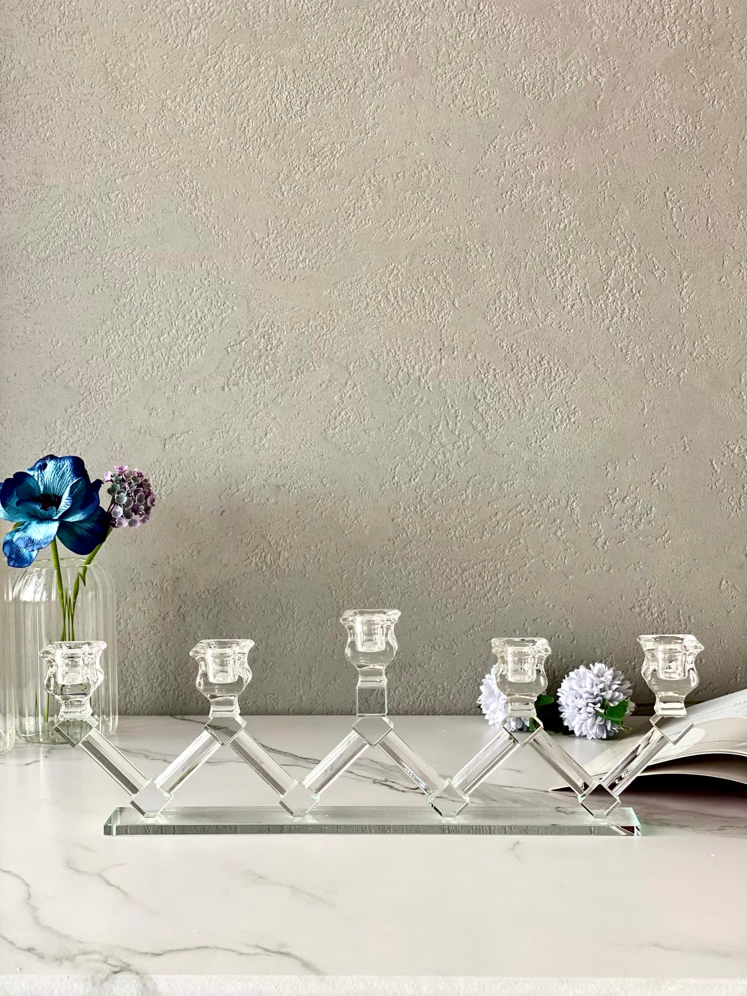 Five Arm Crystal Candle Holders