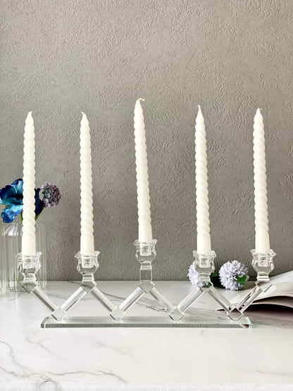 Five Arm Crystal Candle Holders