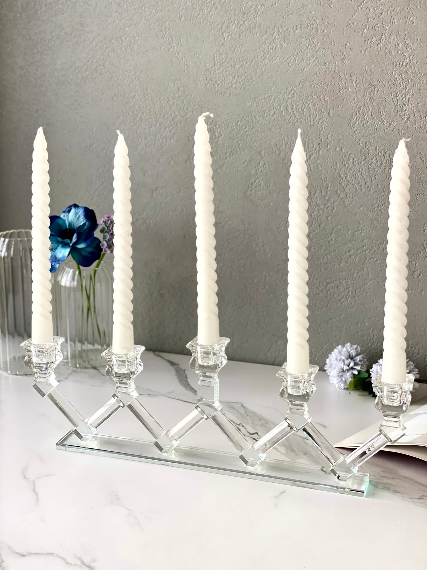 Five Arm Crystal Candle Holders