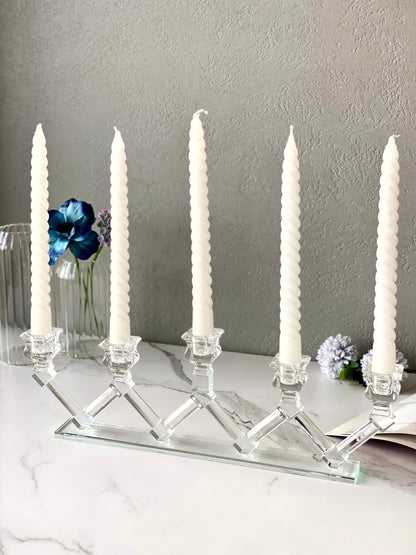 Five Arm Crystal Candle Holders