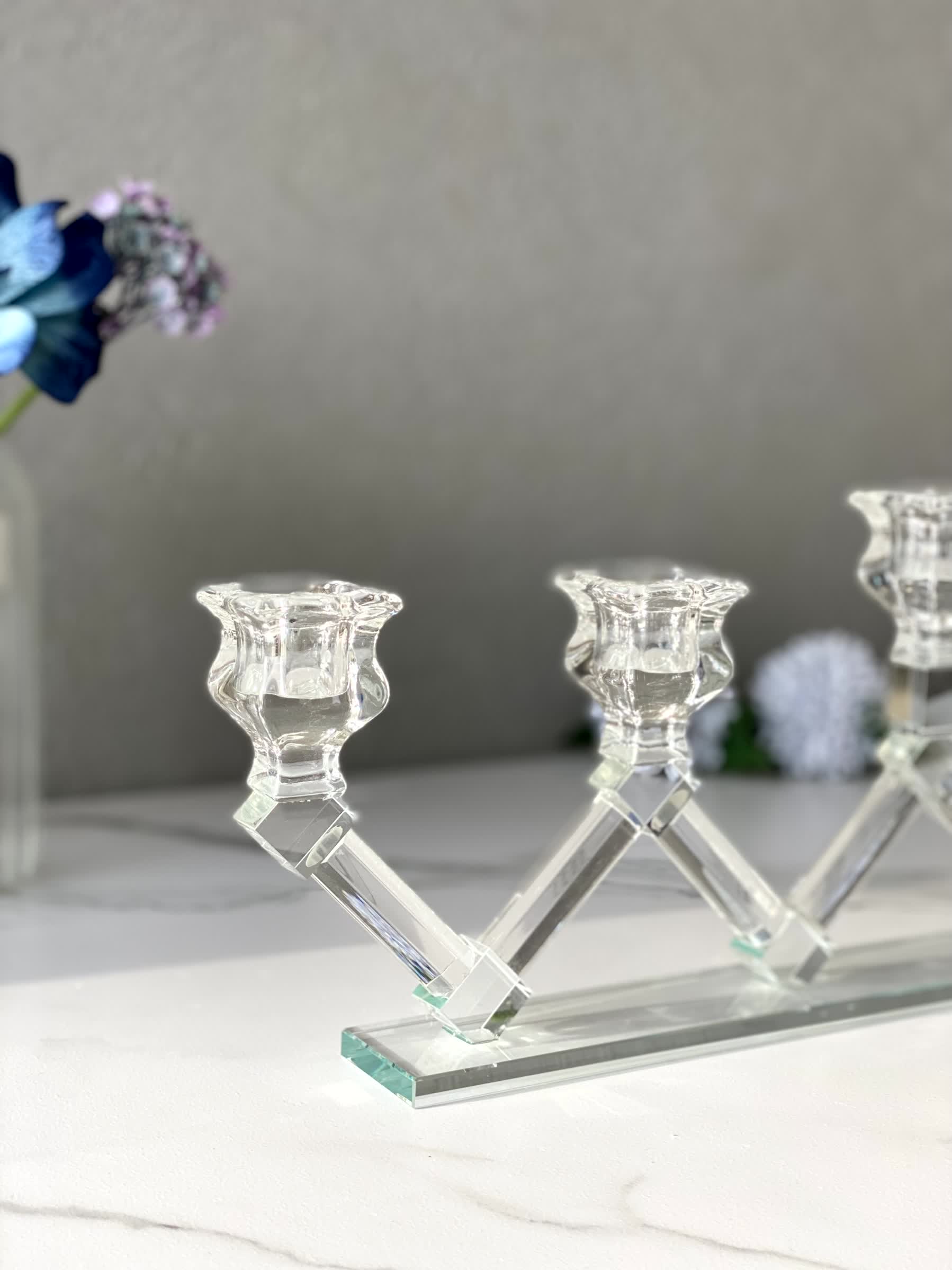 Five Arm Crystal Candle Holders