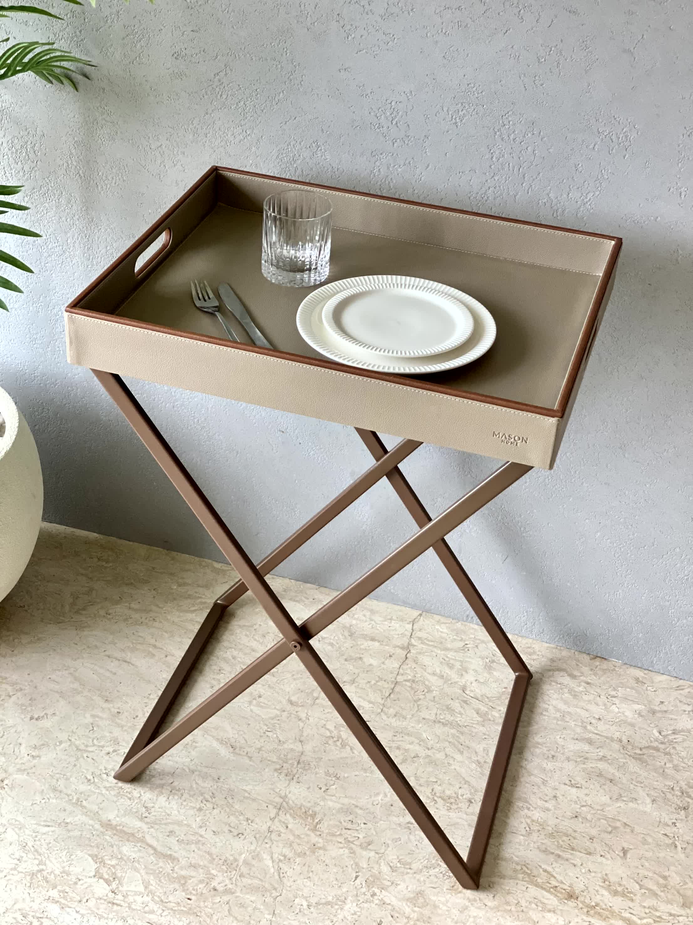 Naples Taupe Butler Tray Table